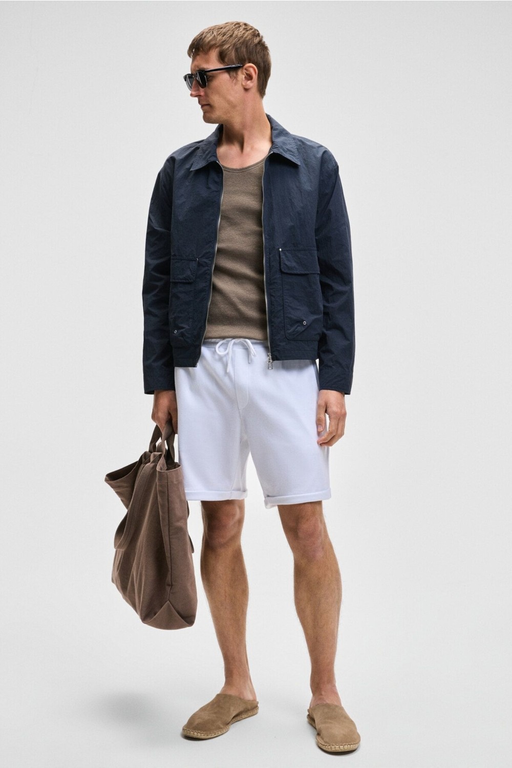 Grimelange YOURI Erkek Beli Lastikli Arka Tek Cepli Relaxed Fit Lacivert Şort görsel 4