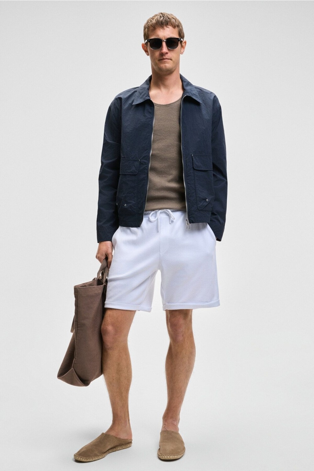Grimelange YOURI Erkek Beli Lastikli Arka Tek Cepli Relaxed Fit Lacivert Şort görsel 5
