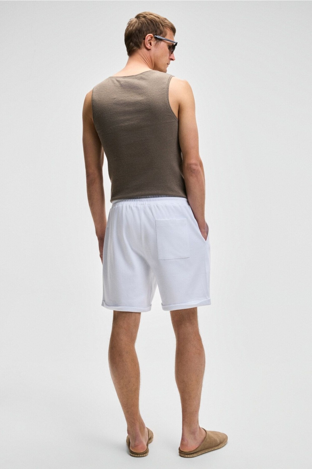 Grimelange YOURI Erkek Beli Lastikli Arka Tek Cepli Relaxed Fit Lacivert Şort görsel 6