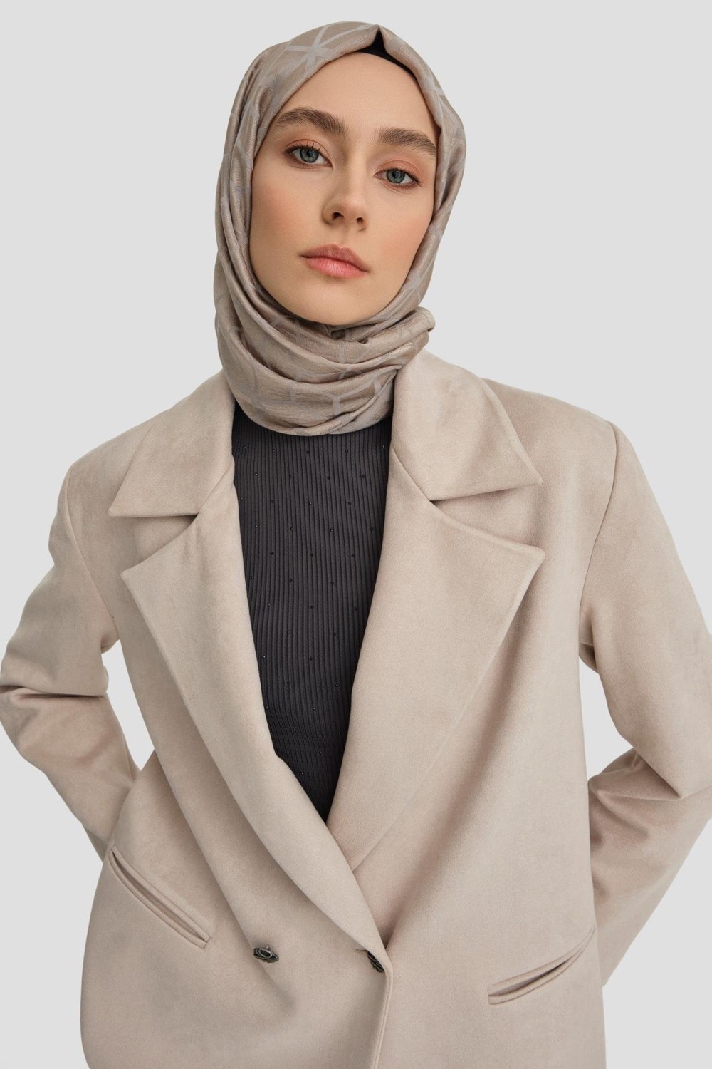 Armine Süet Blazer Ceket 24K5710 Bej görsel 3
