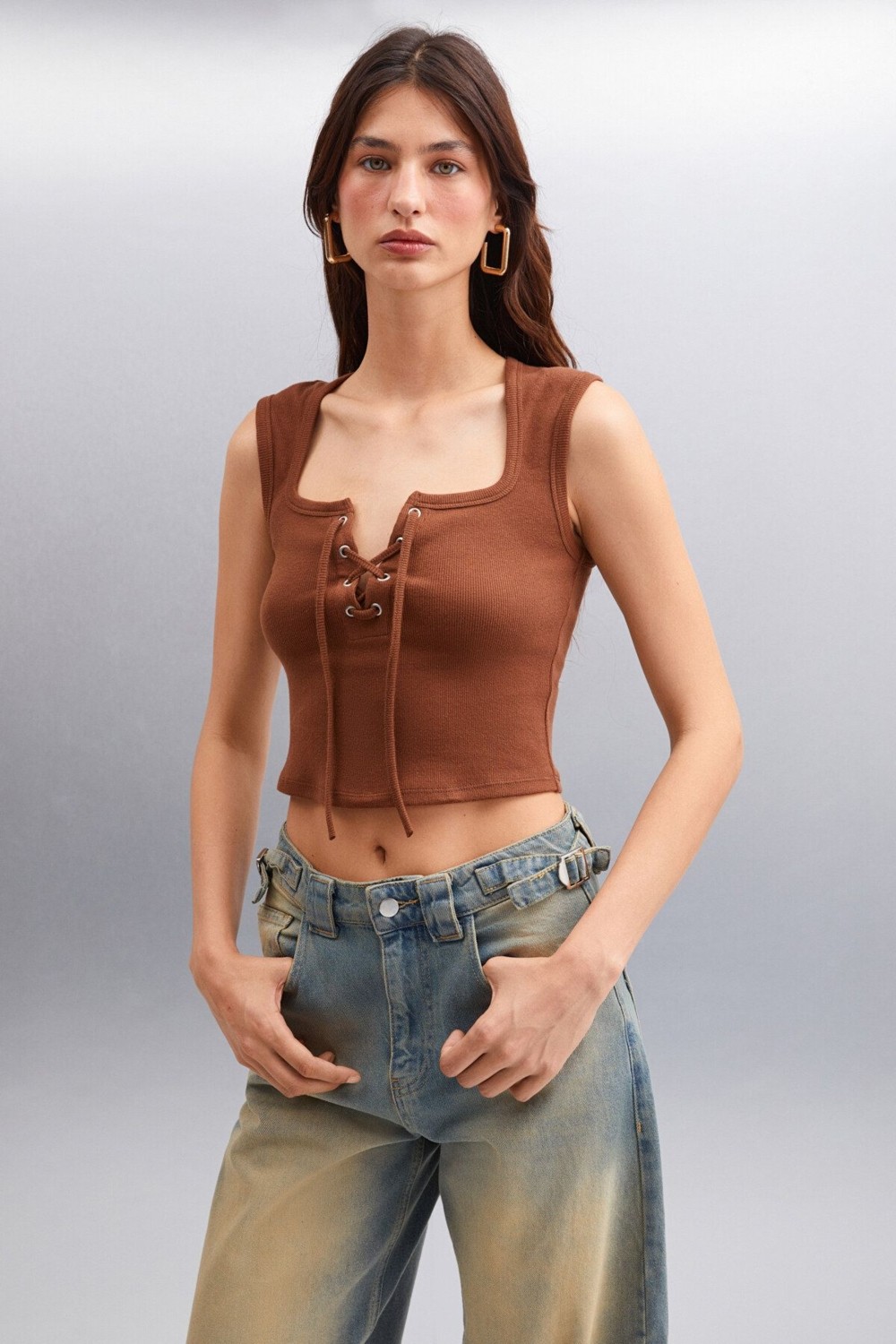 Grimelange PAOLINA Kadın Crop Ekru Bluz
