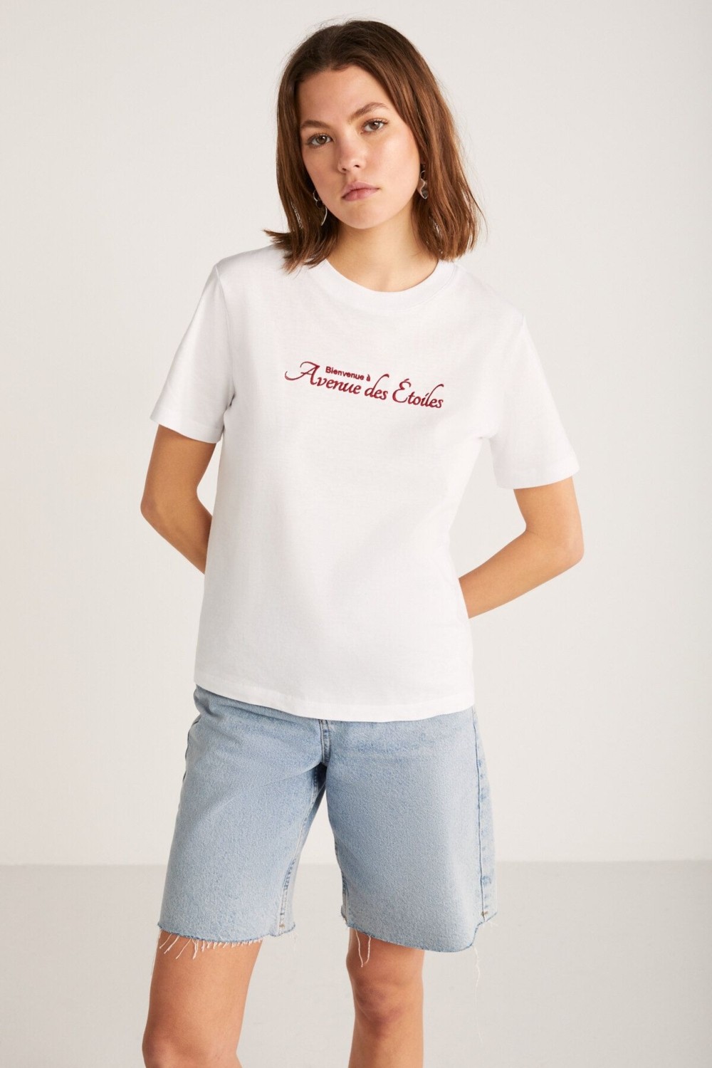 Grimelange Alma Kadın Regular Baskılı Beyaz T-shirt