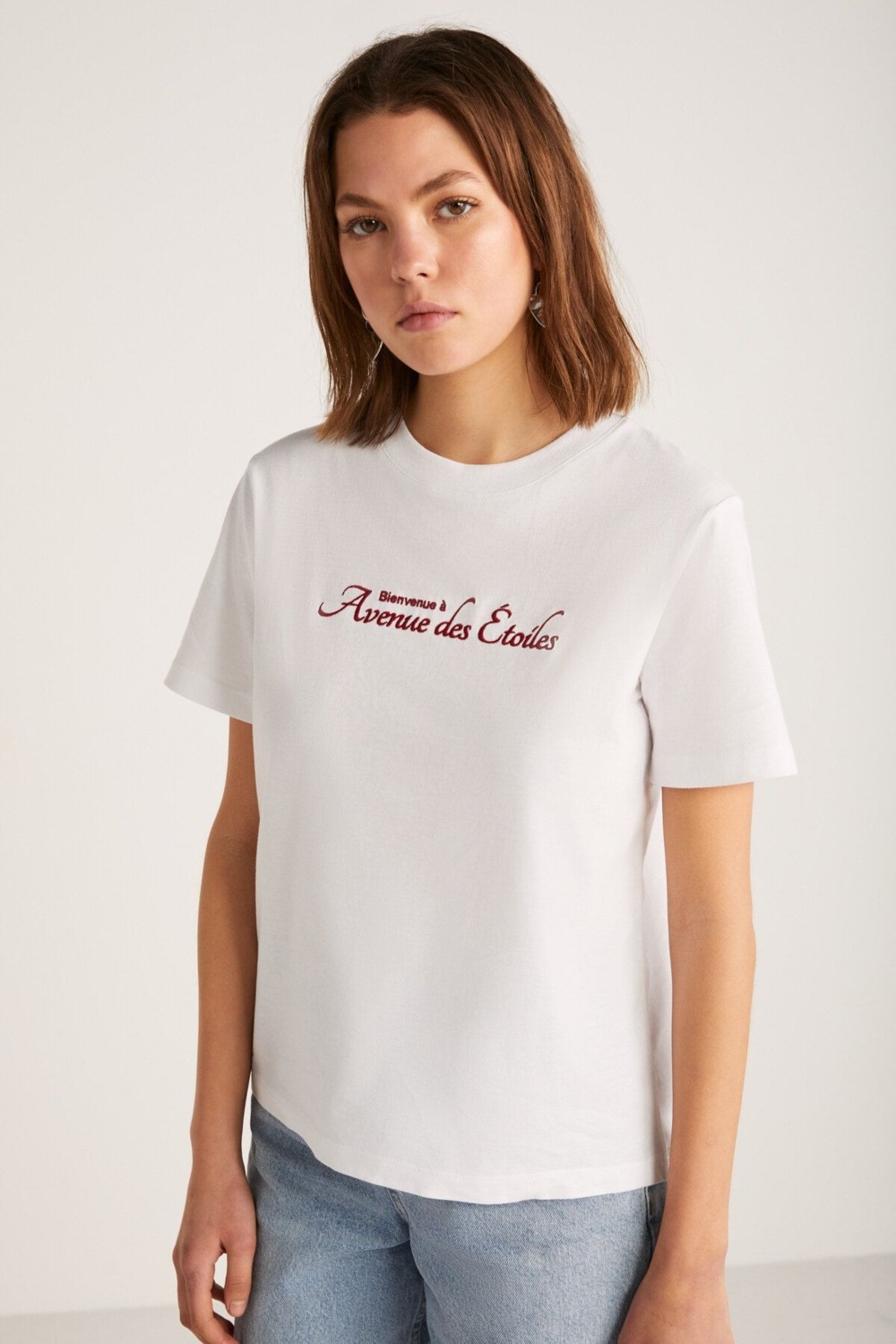 Grimelange Alma Kadın Regular Baskılı Beyaz T-shirt görsel 3