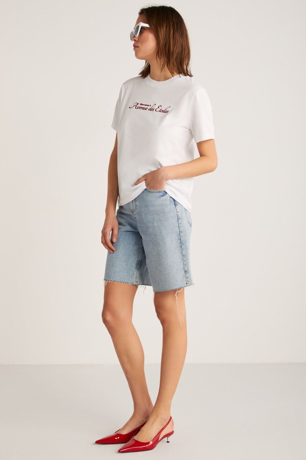 Grimelange Alma Kadın Regular Baskılı Beyaz T-shirt görsel 4