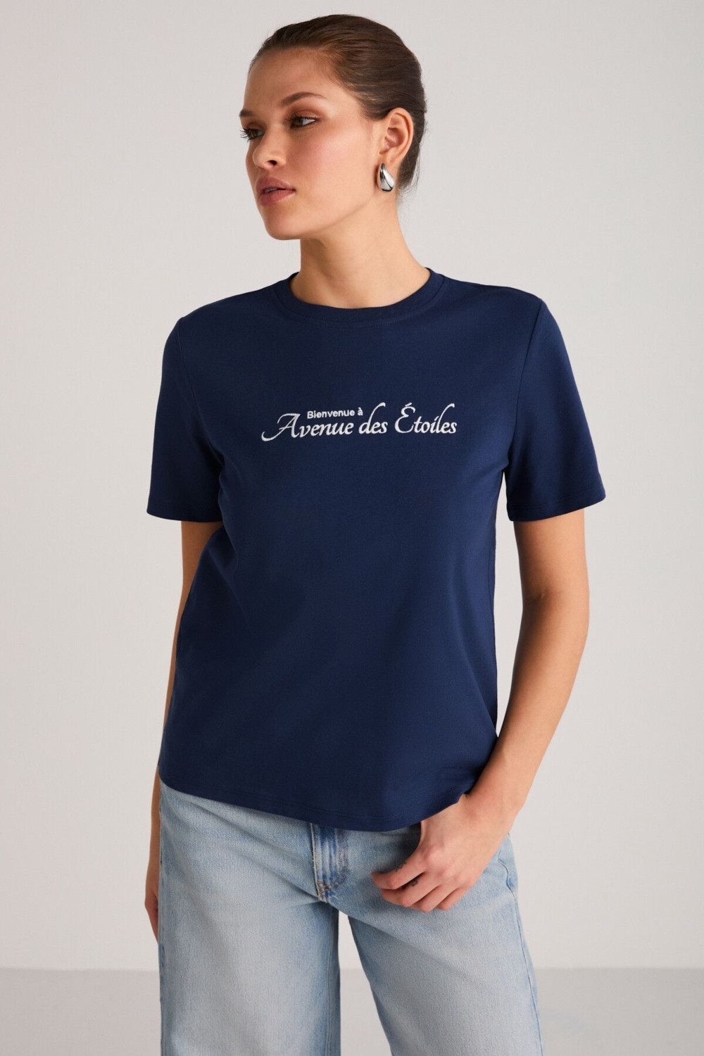 Grimelange Alma Kadın Regular Baskılı Beyaz T-shirt görsel 6