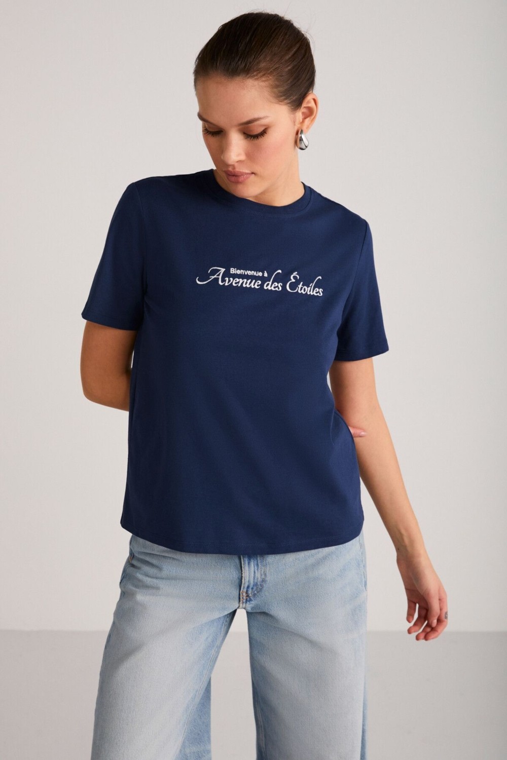 Grimelange Alma Kadın Regular Baskılı Beyaz T-shirt görsel 8