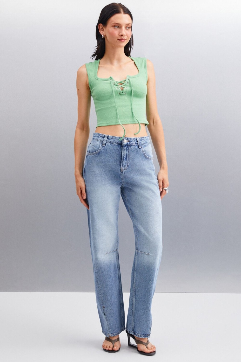 Grimelange PAOLINA Kadın Crop Ekru Bluz görsel 8