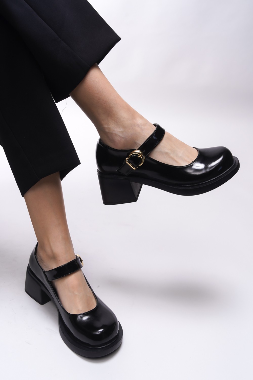 Riccon Kyslanna Kadın Loafer 0012503 Siyah Cilt Malzemeden Kısa Topuklu Şık Ayakkabı görsel 8