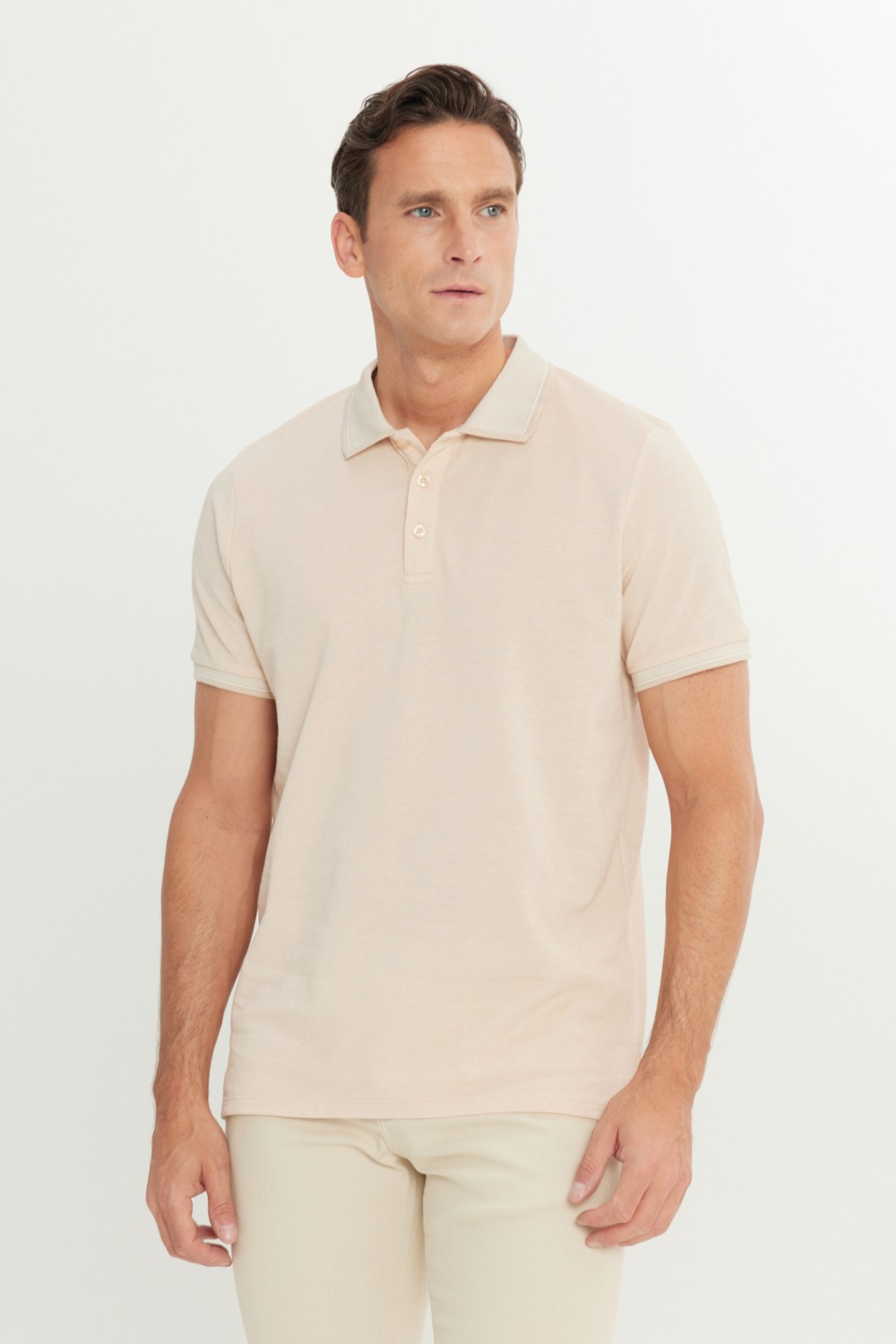Altınyıldız Classics Erkek Çekmeyen Pamuklu Kumaş Slim Fit Dar Kesim Simsiyah Kıvrılmaz Polo Yaka T-shirt