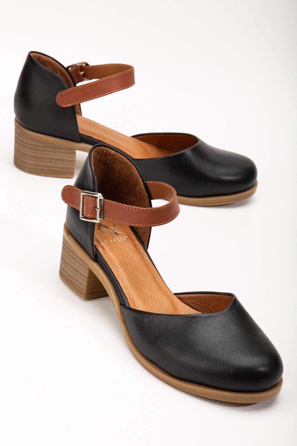 Analin Shoes Kadın Deri Bilekten Bağlı Sandalet Kadın Deri Sandalet Siyah 38 görsel 3