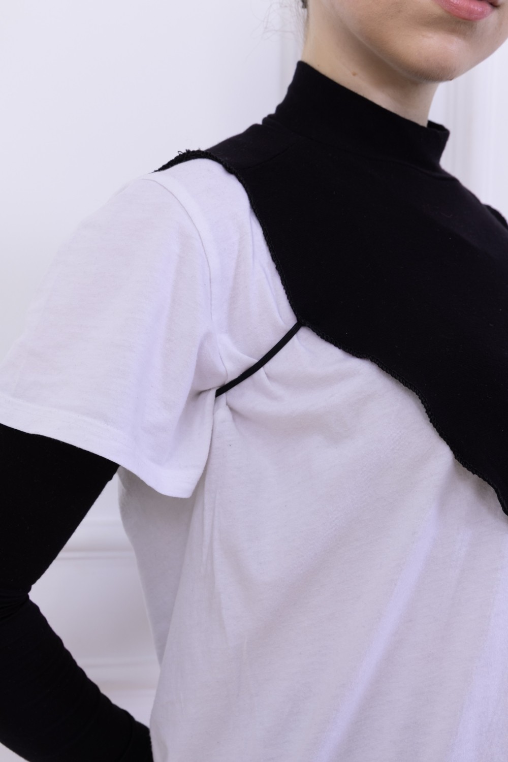 Loggia Balıkçı Yaka Boyunluk Siyah - Dik Yakalı Kadın Tesettür Penye Yarım Body Viskon Hijab görsel 5