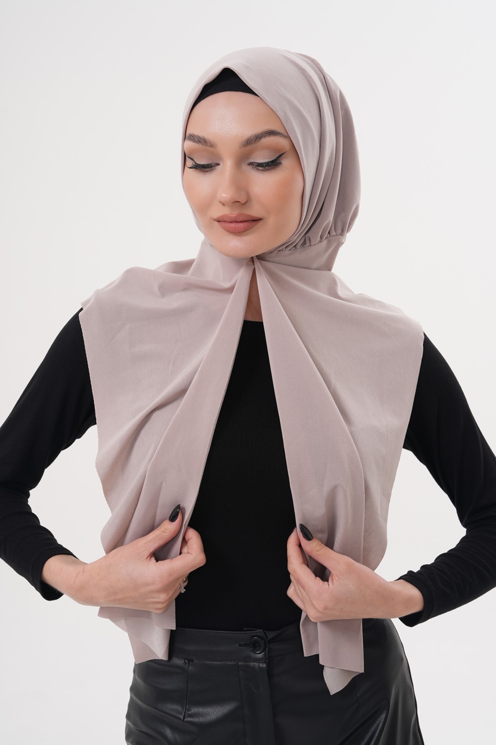 Ritagarcia Çıtçıtlı Büzgülü Tesettür Şal görsel 5