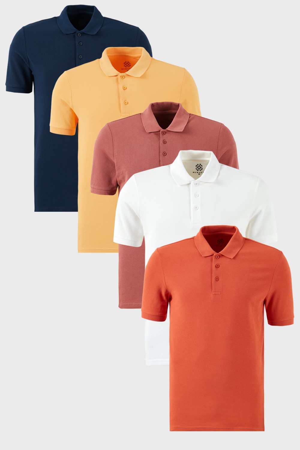 Buratti Pamuklu Regular Fit Düğmeli Polo Yaka 5'li Paket T Shirt Erkek T Shirt 5902127S5