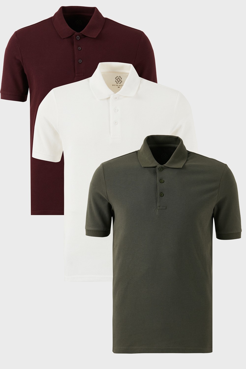 Buratti Pamuklu Regular Fit Düğmeli Polo Yaka 3'lü Paket T Shirt Erkek T Shirt 5902127S3