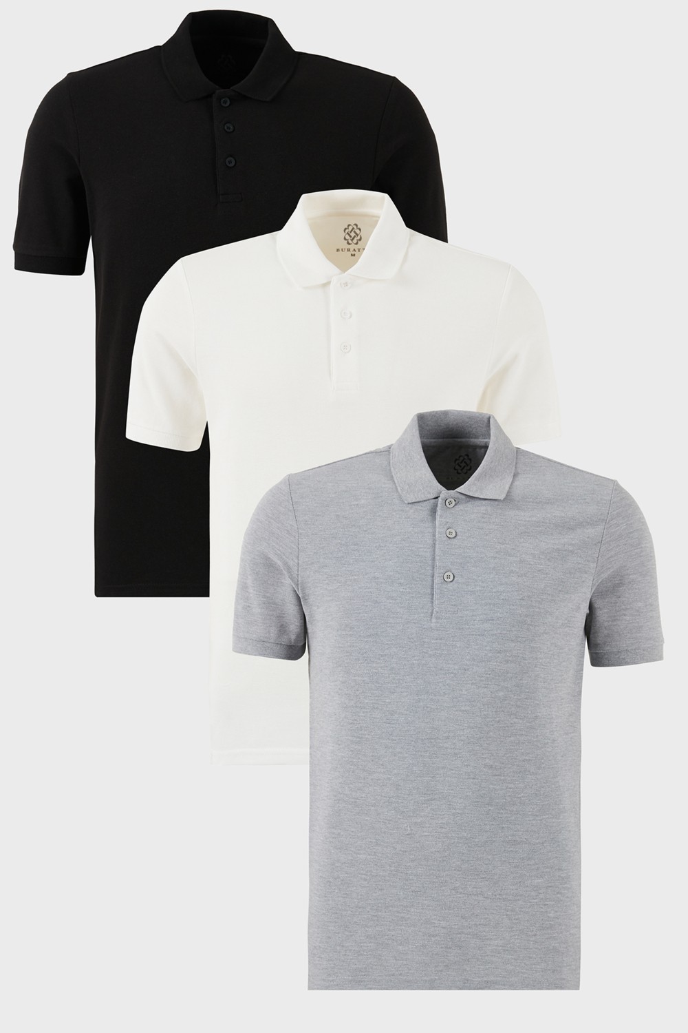 Buratti Pamuklu Regular Fit Düğmeli Polo Yaka 3'lü Paket T Shirt Erkek T Shirt 5902127S3