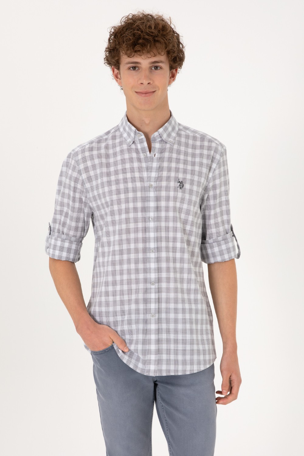 U.S. Polo Assn. Erkek Antrasit Uzun Kollu Gömlek 50306290-VR006
