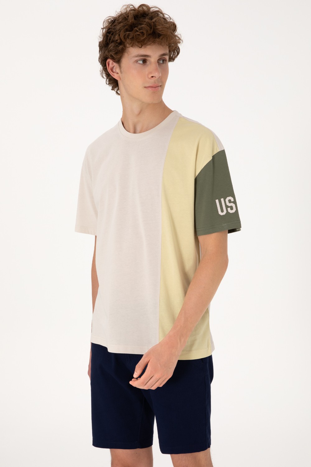 U.S. Polo Assn. Erkek Comfort Fit Bisiklet Yaka Taş Tişört 50306896-VR049 görsel 3