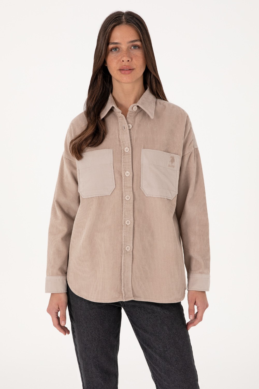 U.S. Polo Assn. Kadın Siyah Uzun Kollu Gömlek 50290001-VR046