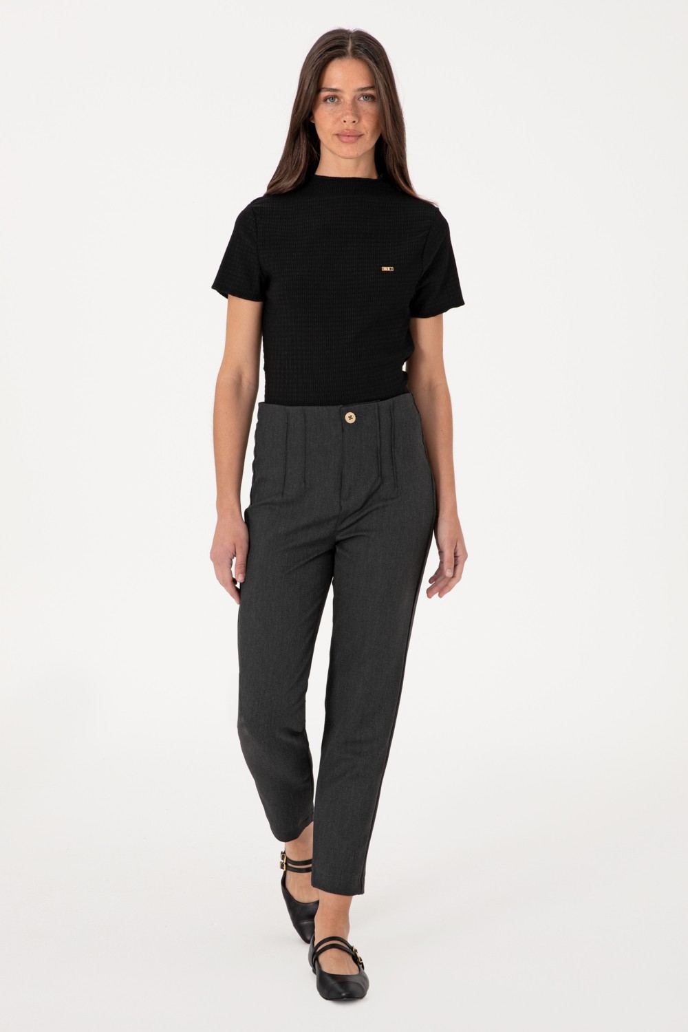 U.S. Polo Assn. Kadın Antrasit Carrot High Waist Fit Kanvas Pantolon 50309121-VR006