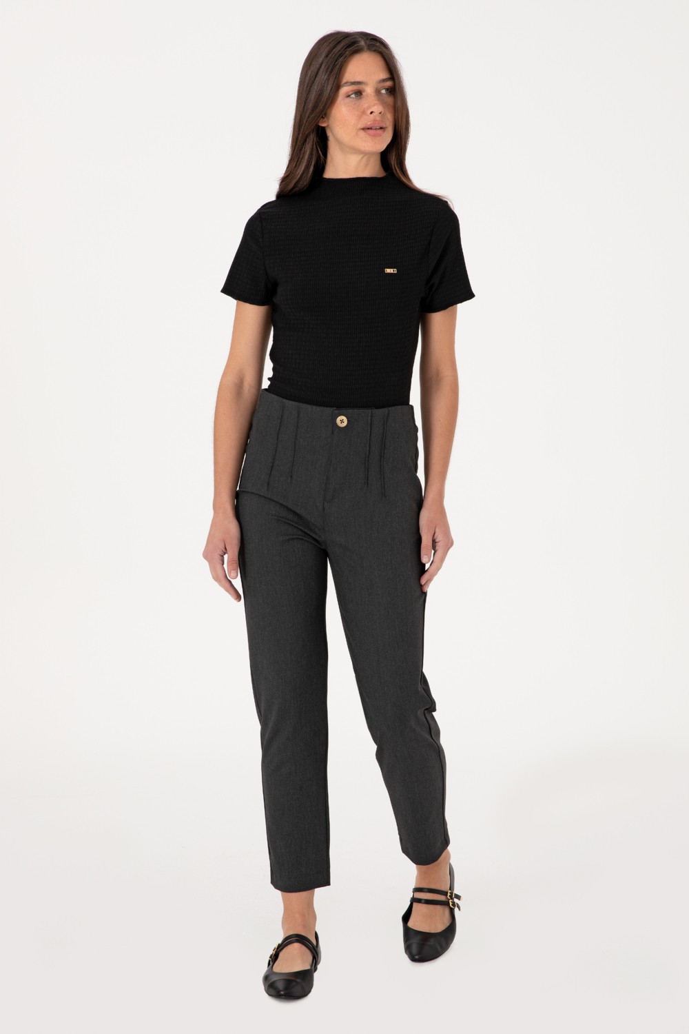 U.S. Polo Assn. Kadın Antrasit Carrot High Waist Fit Kanvas Pantolon 50309121-VR006 görsel 3