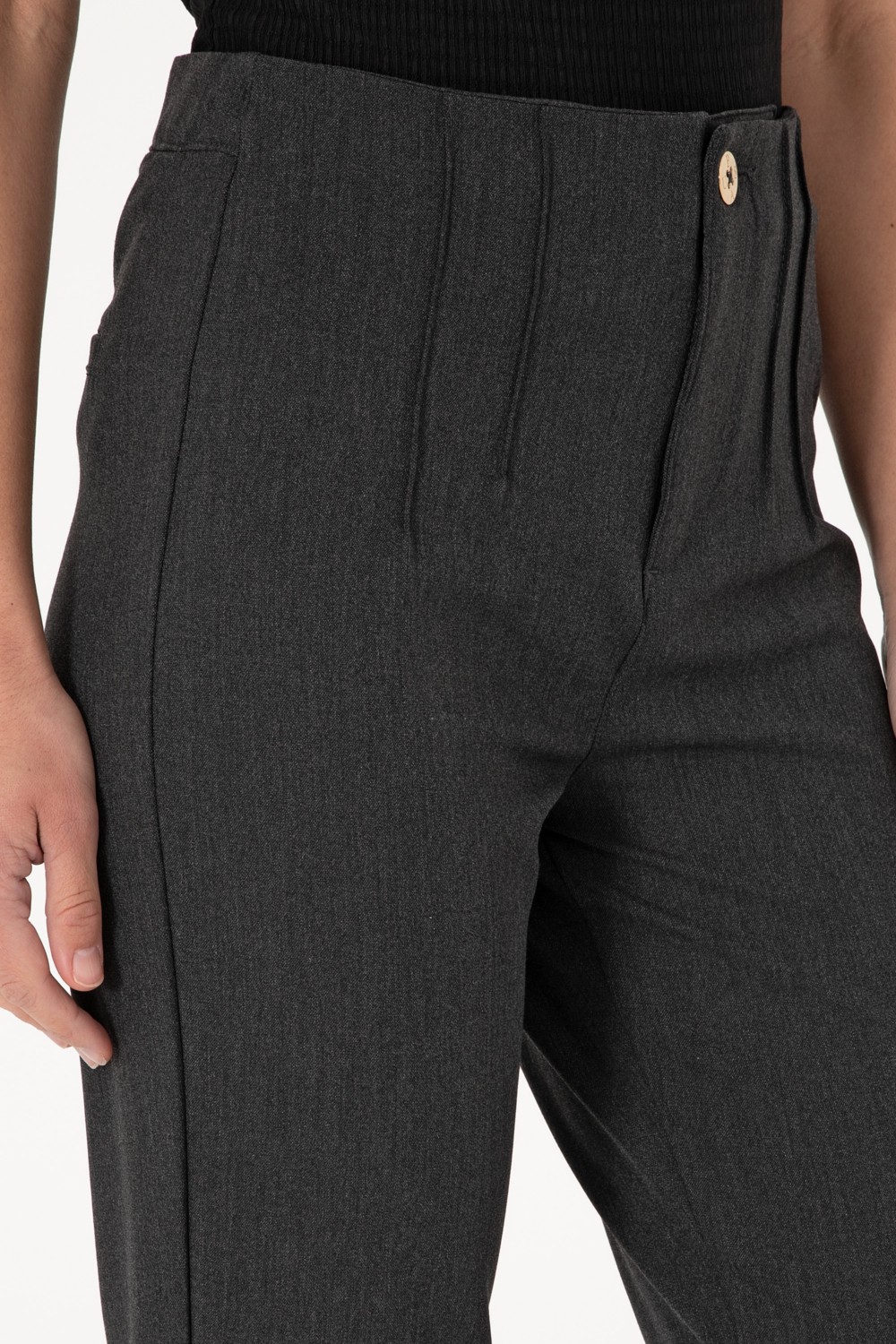 U.S. Polo Assn. Kadın Antrasit Carrot High Waist Fit Kanvas Pantolon 50309121-VR006 görsel 5