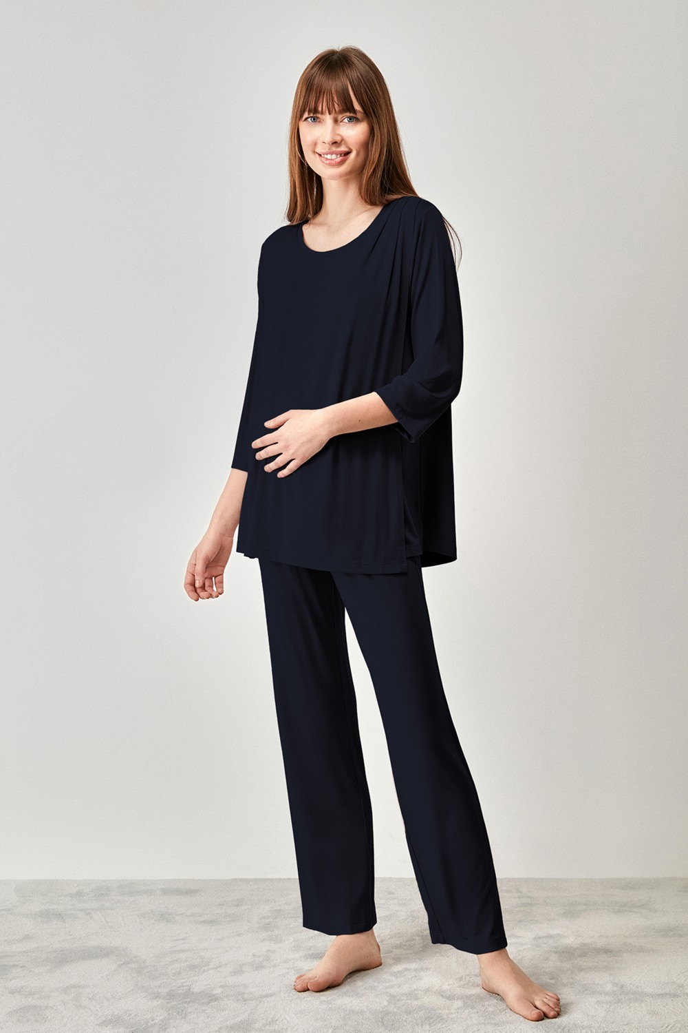 Catherine's Yumuşak Dokulu Hamile Pijama Takımı %94 Viskon %6 Elastan ile Konforlu Kullanım için M Beden