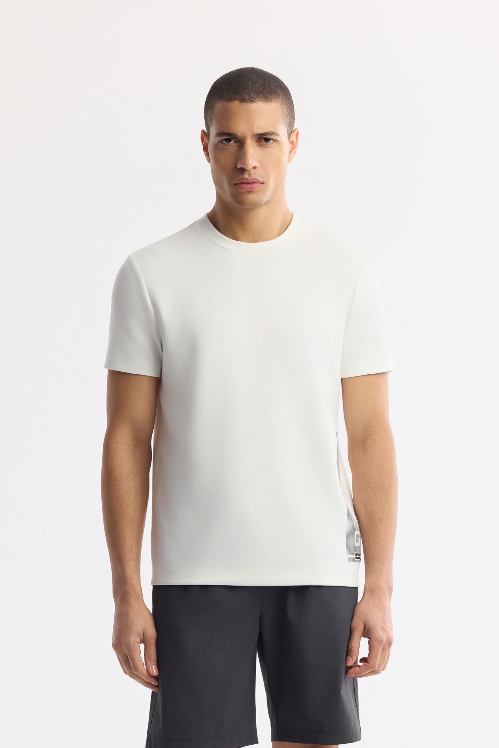 AVVA Erkek Beyaz Bisiklet Yaka Baskılı Bi-Stretch İnterlok Regular Fit T-Shirt A51Y1136