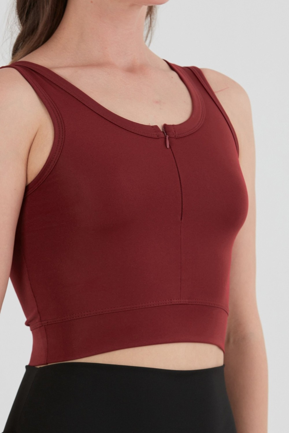 FullaModa Basic Önü Fermuarlı Crop Body görsel 5