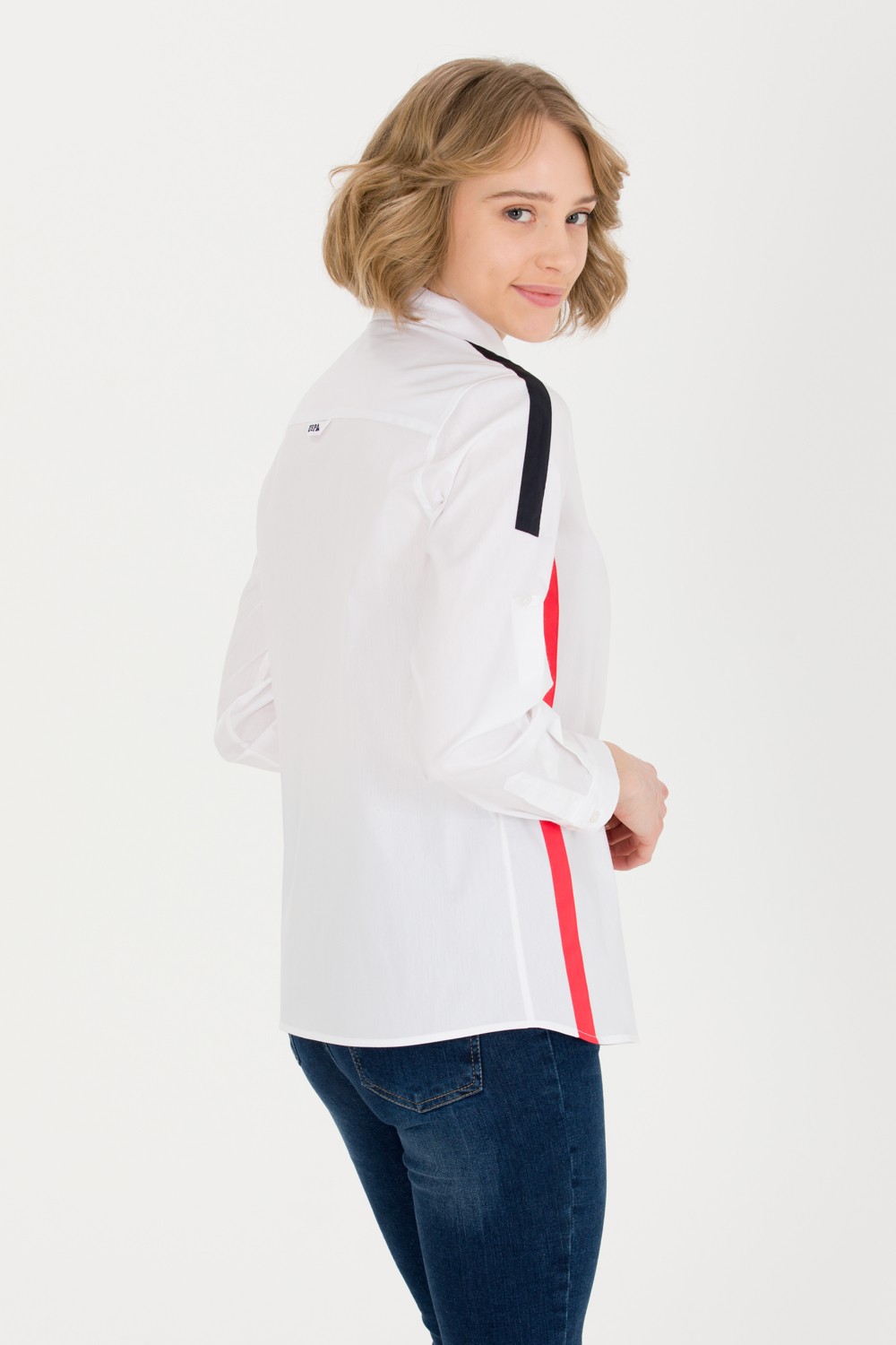 U.S. Polo Assn. Kadın Beyaz Uzun Kollu Gömlek 50263727-VR013 görsel 5