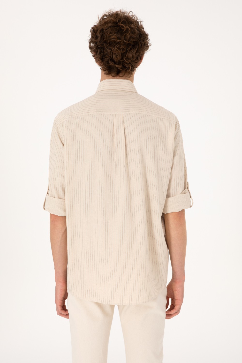 U.S. Polo Assn. Erkek Krem Comfort Fit Cepli Gömlek 50306383-VR071 görsel 5