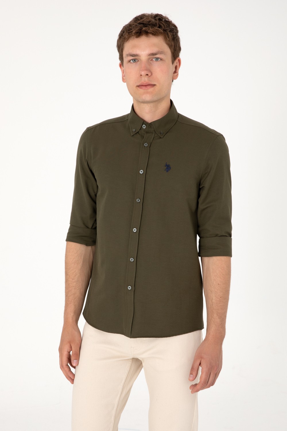 U.S. Polo Assn. Erkek Beyaz Gömlek Basic 50306338-VR013 görsel 3