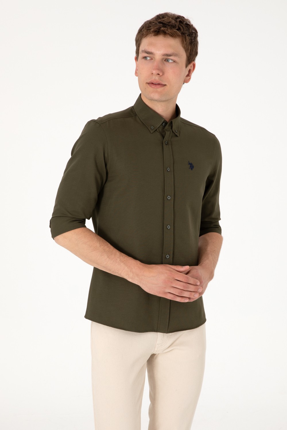 U.S. Polo Assn. Erkek Beyaz Gömlek Basic 50306338-VR013 görsel 5