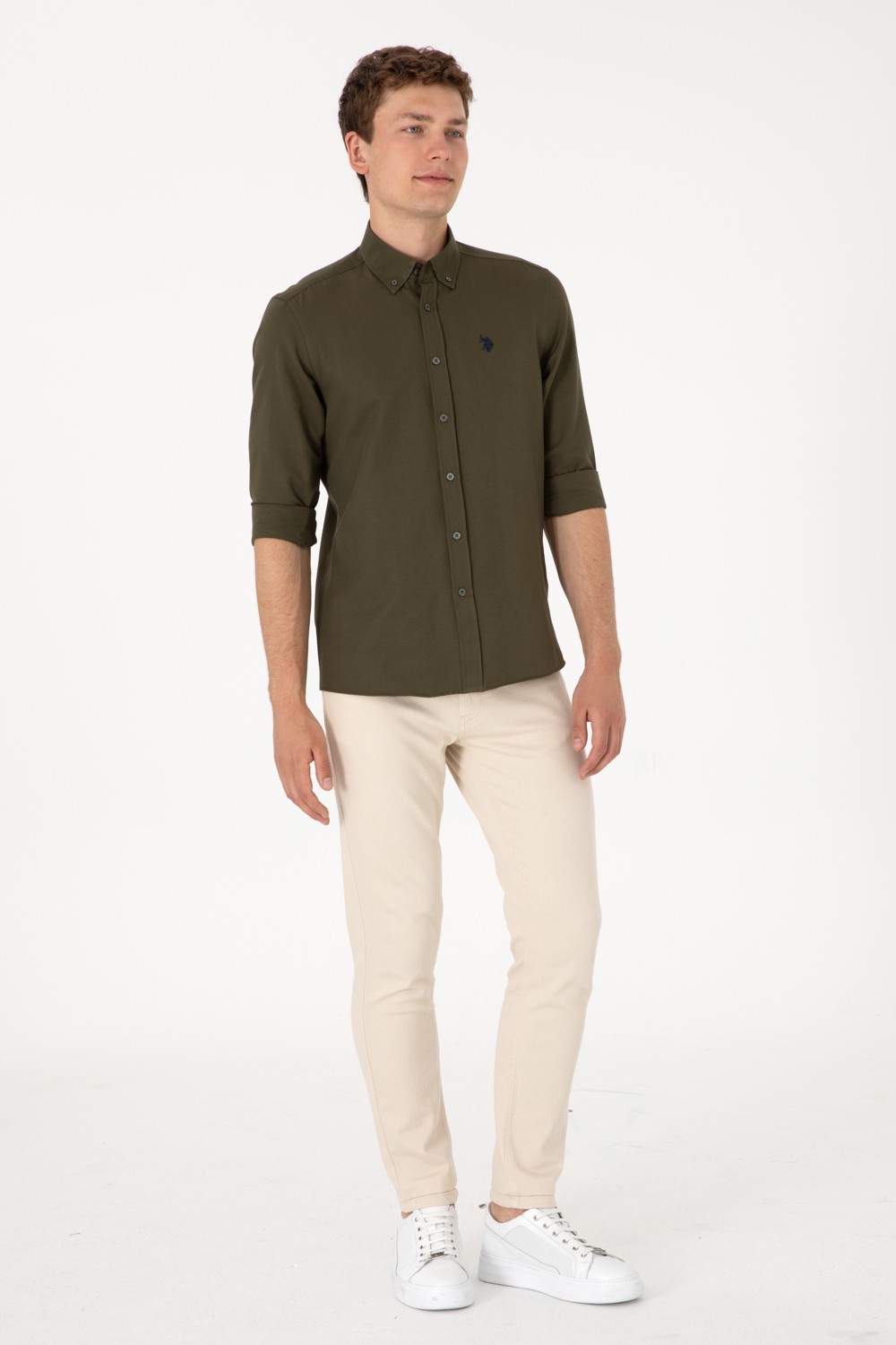 U.S. Polo Assn. Erkek Beyaz Gömlek Basic 50306338-VR013 görsel 6