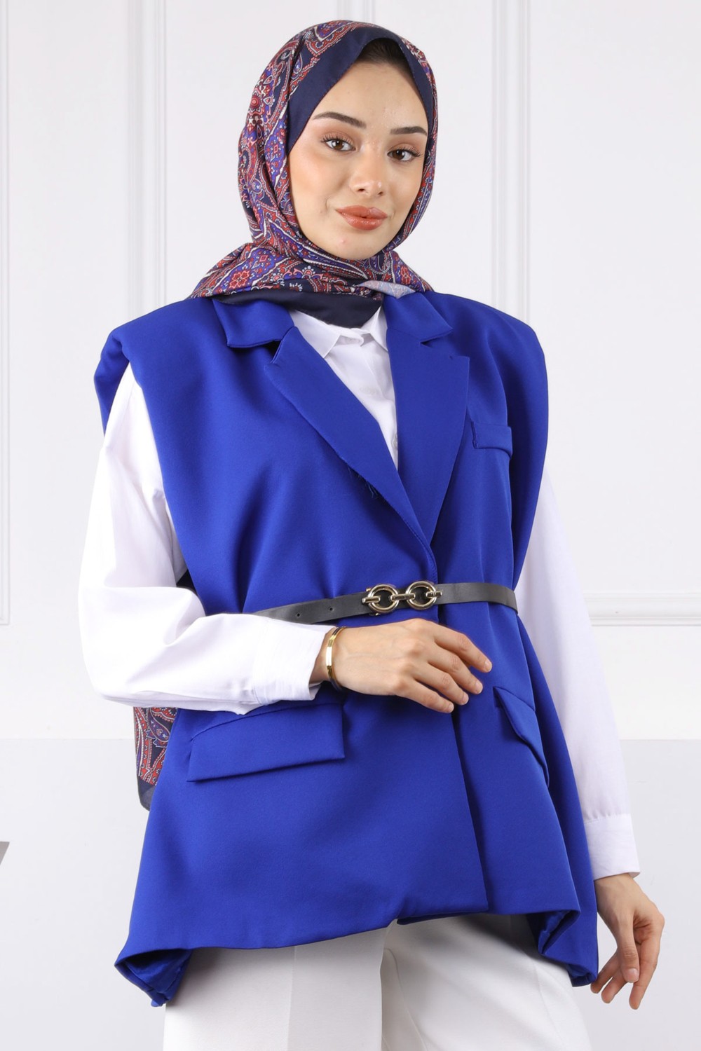 İmaj Butik Kahverengi Bel Kemerli Yelek görsel 4