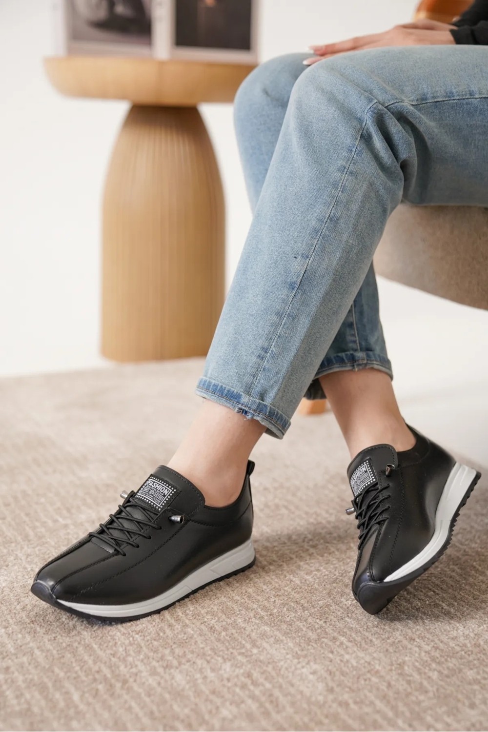 Decisivo Life Kadın Lastik Bağcıklı Ortopedik Taban Sneaker Spor Ayakkabı görsel 2