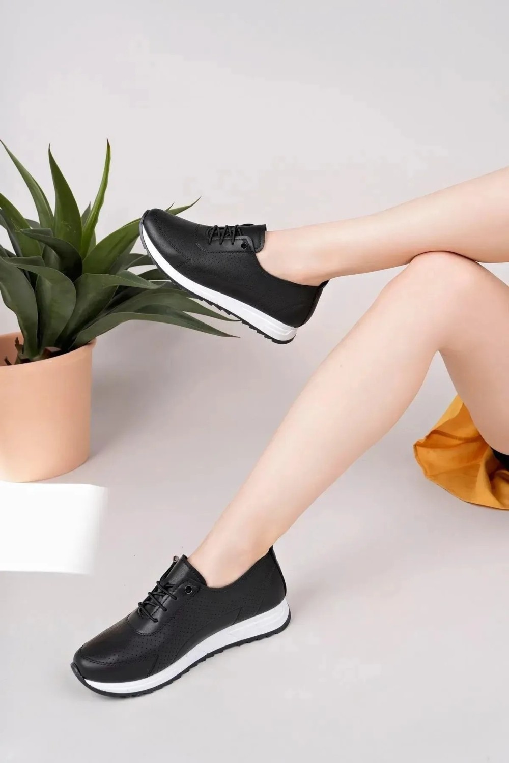 Decisivo Life Bej Lastik Bağcıklı Ortopedik Anne Spor Ayakkabı görsel 8