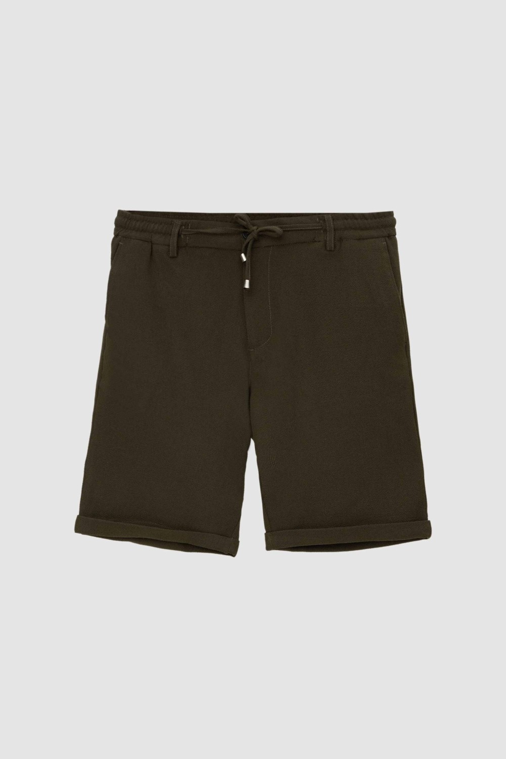 D'S Damat Ds Damat Haki Beli Lastikli Bağcık Detaylı Duble Paça Viskonlu Jogger Şort 0HC13ORTBT189 görsel 5
