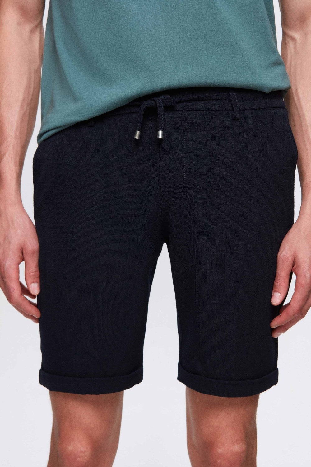D'S Damat Ds Damat Haki Beli Lastikli Bağcık Detaylı Duble Paça Viskonlu Jogger Şort 0HC13ORTBT189 görsel 7