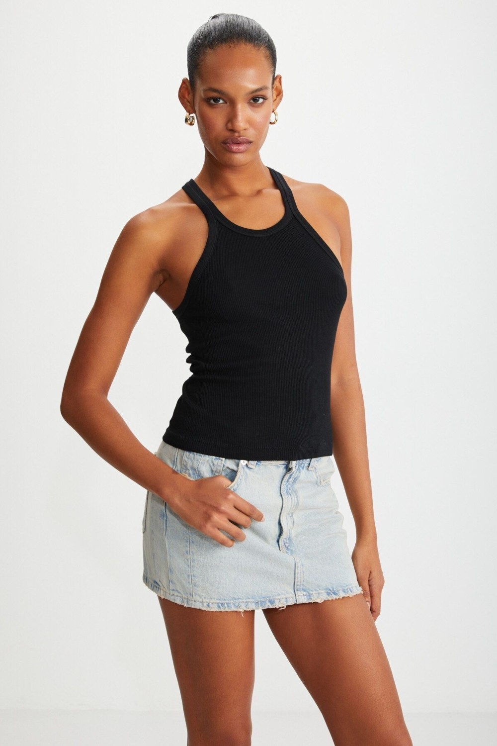 Grimelange Mıssy Kadın Halter Yaka Kısa Siyah Body