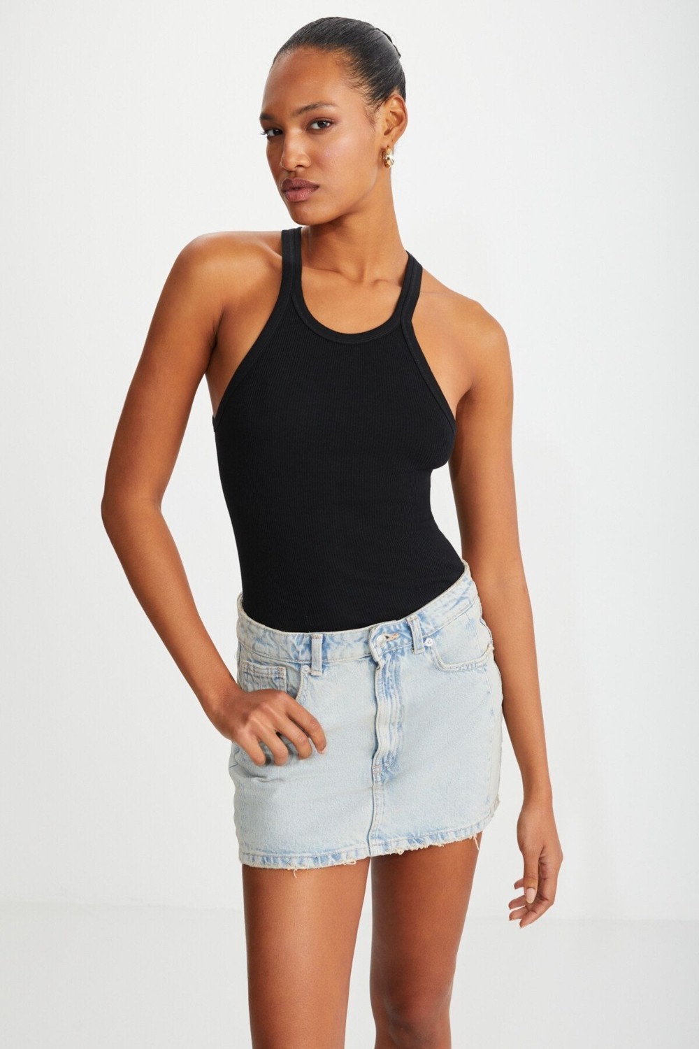 Grimelange Mıssy Kadın Halter Yaka Kısa Siyah Body görsel 4