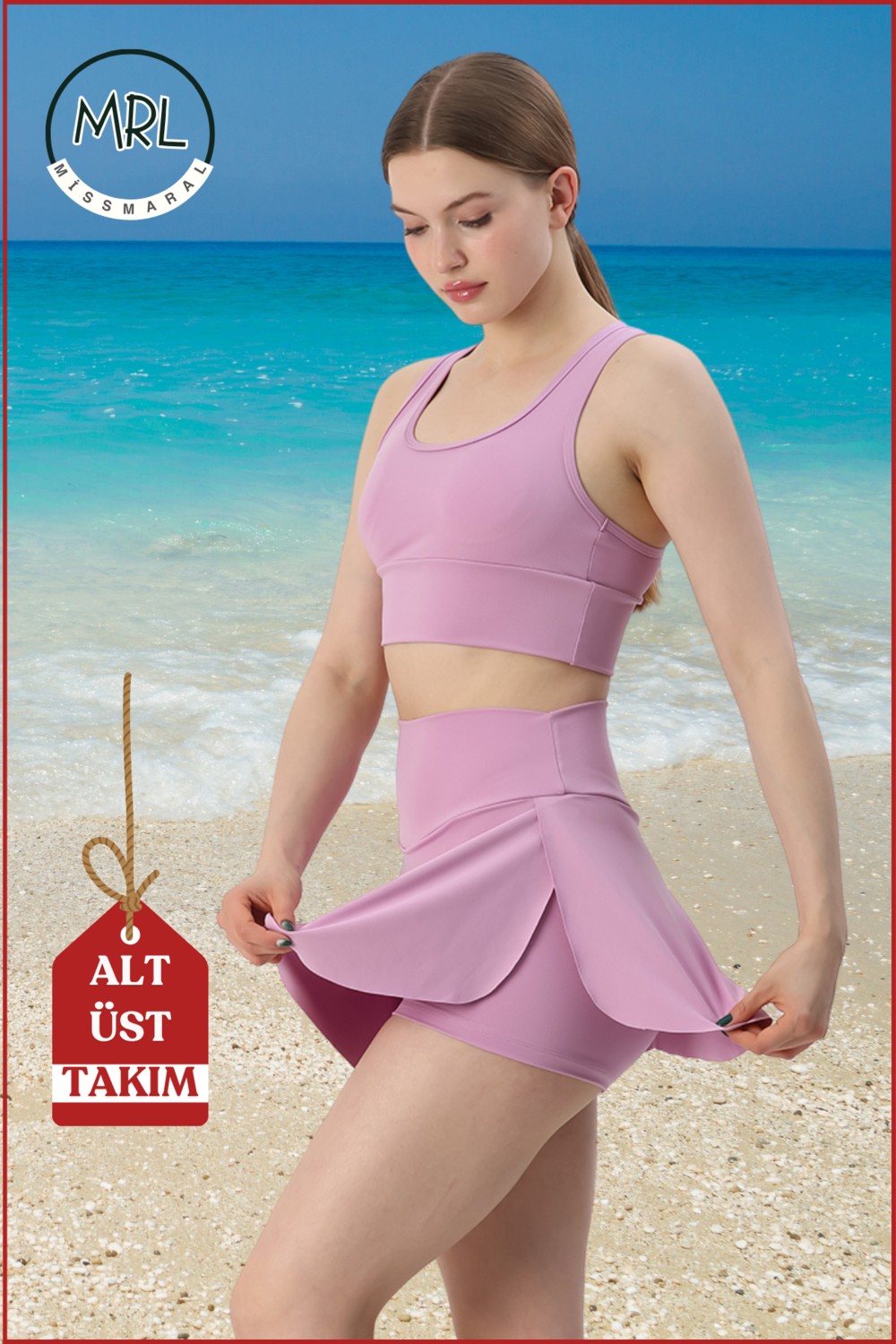 Miss Maral Kadın Siyah Alt-Üst Takım Şort & Crop Denizde Havuzda Sporda Casual / Günlük Kullanım TK3107