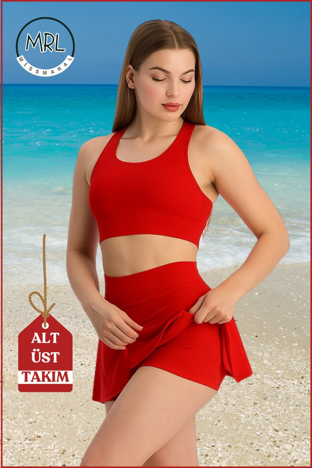 Miss Maral Kadın Siyah Alt-Üst Takım Şort & Crop Denizde Havuzda Sporda Casual / Günlük Kullanım TK3107