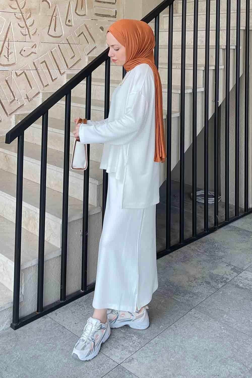 Lamelif Kristal Etekli Takım Beyaz görsel 3
