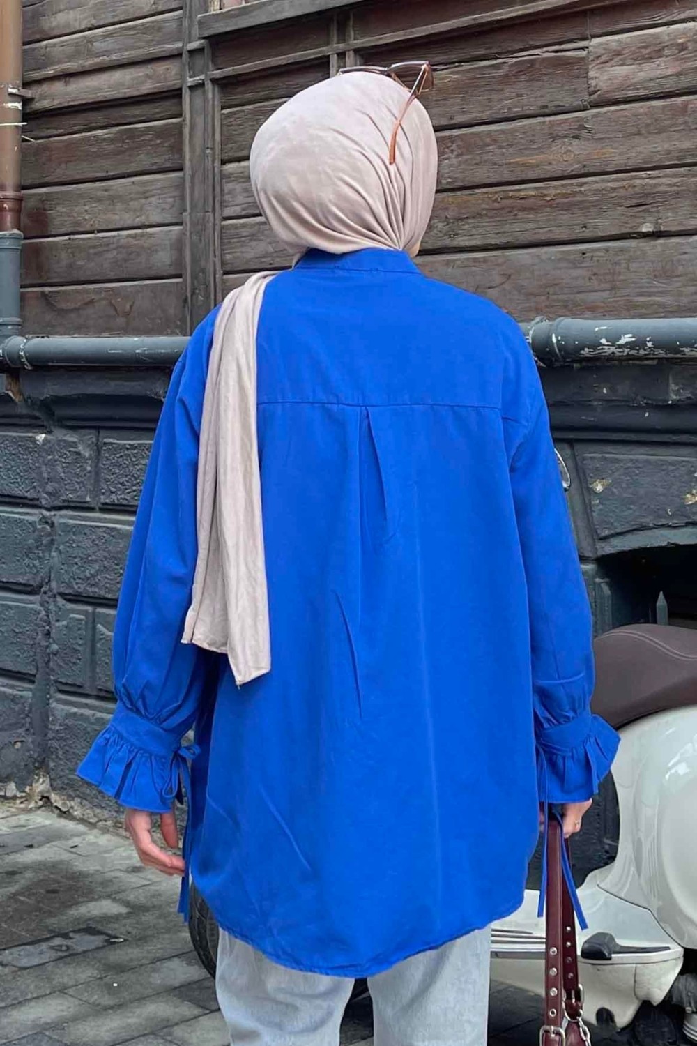 Lamelif Flores Fırfırlı Tunik Acı Kahverengi görsel 3
