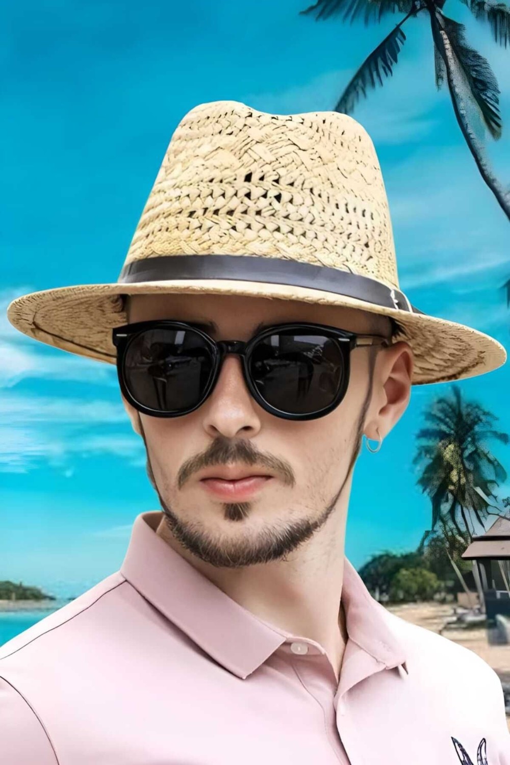 Uniquetrenders Unisex Yazlık Organik Örme Hasır Fötr Şapka