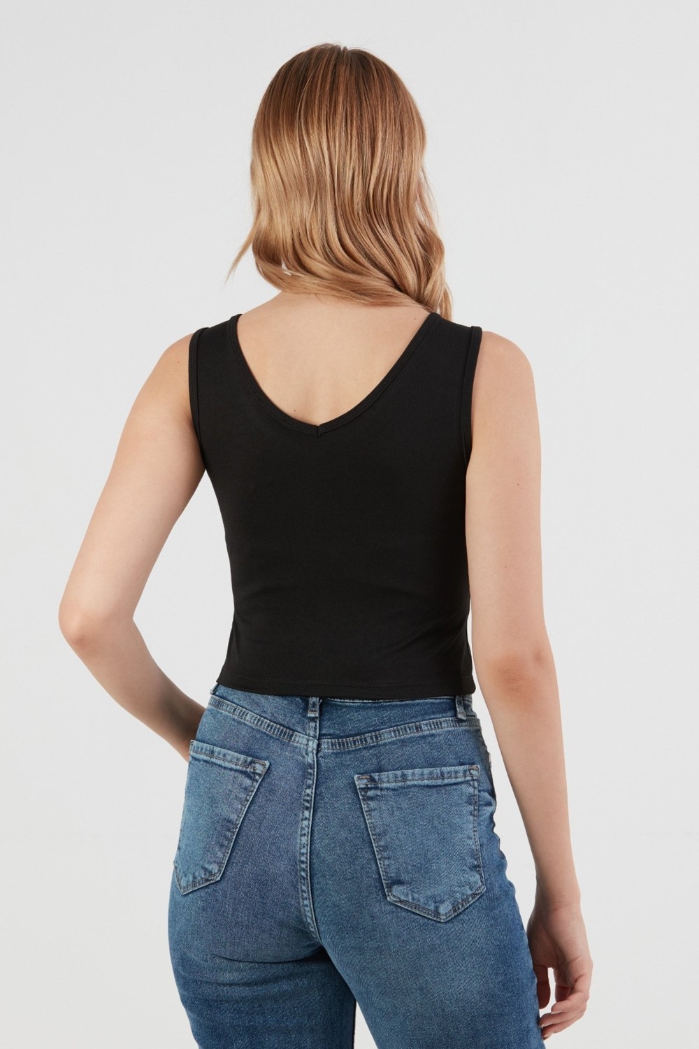 FullaModa Basic Kaşkorse Kumaş V Yaka Body görsel 4