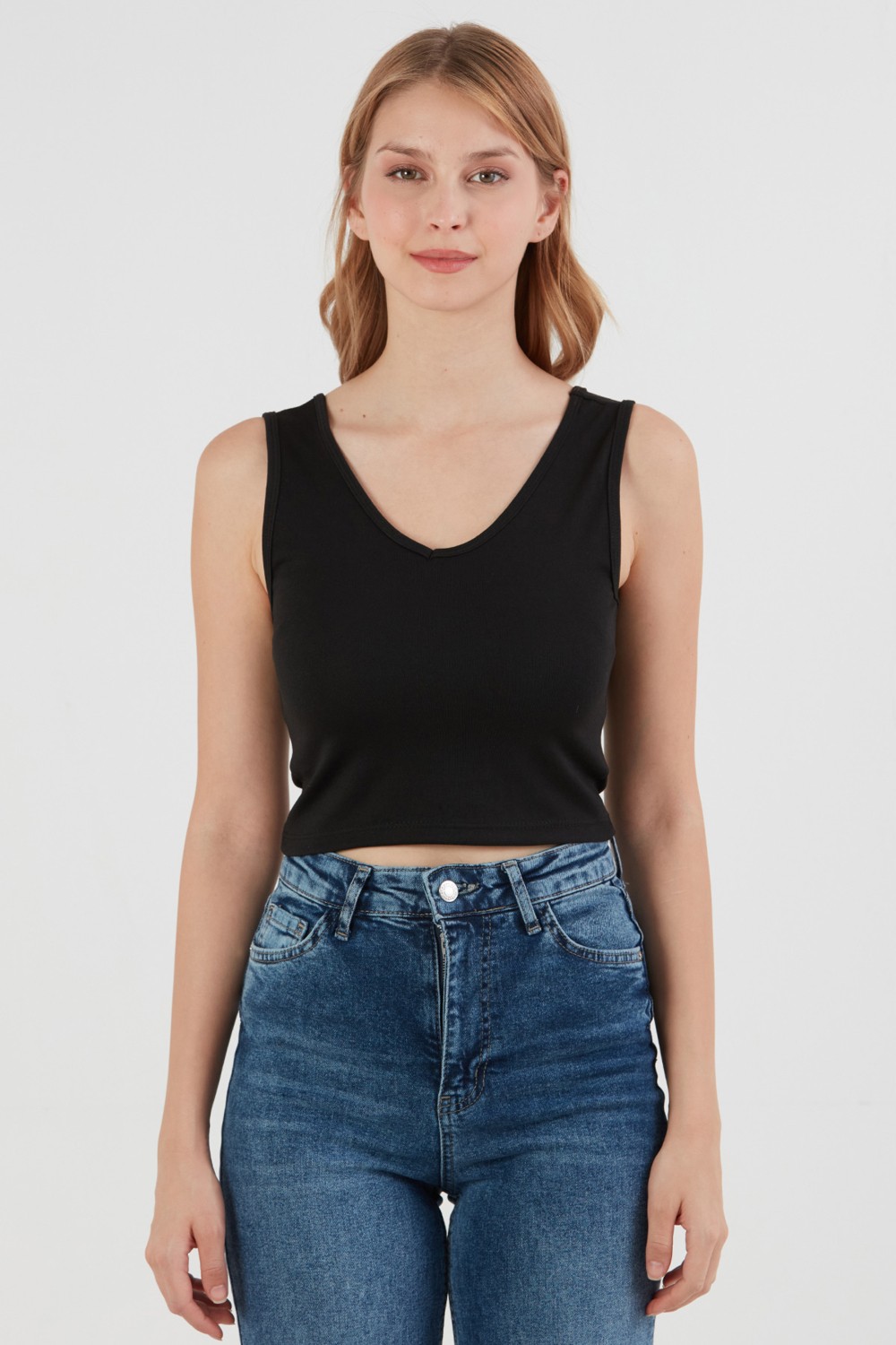 FullaModa Basic Kaşkorse Kumaş V Yaka Body görsel 6