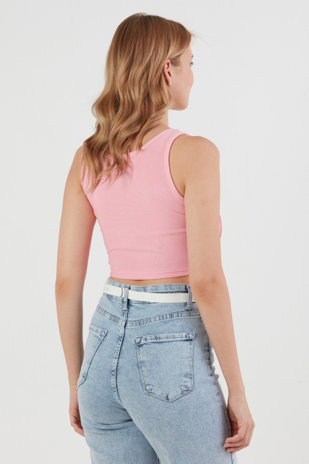 FullaModa Fitilli Dikişli Crop Body görsel 3