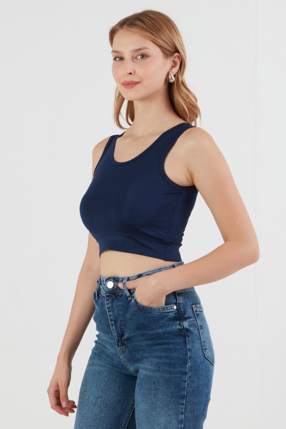 FullaModa Basic U Yaka Crop Body görsel 8