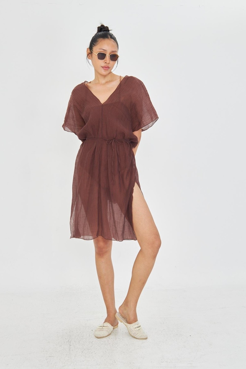 Tiffany & Tomato Sıfır Kol Kırışık Kimono görsel 5